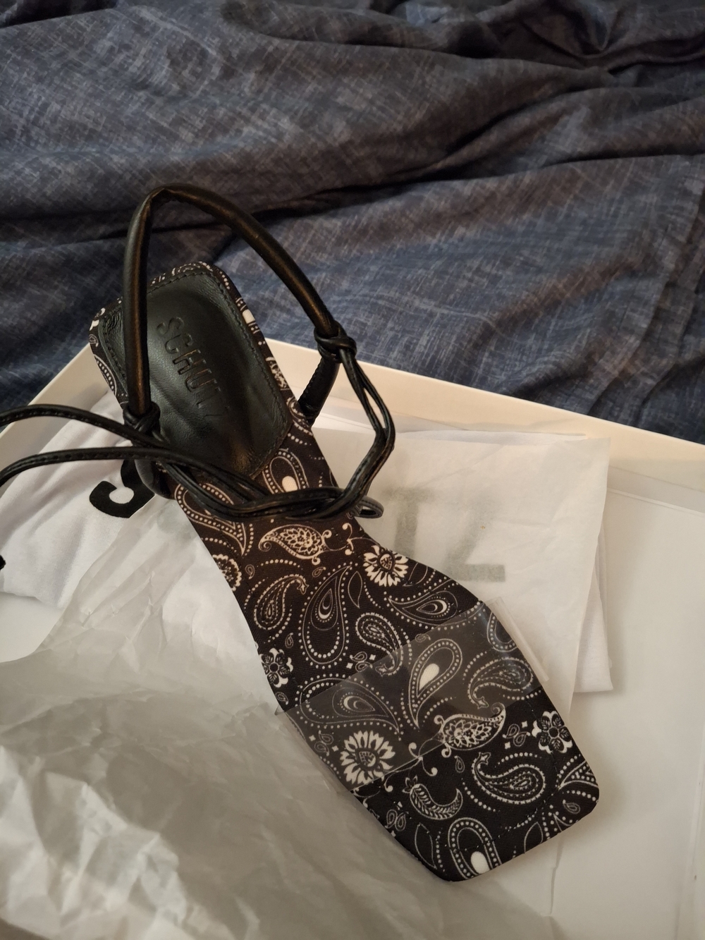 SCHUTZ Black Lace-Up Platform Heels - Picture 2 of 4